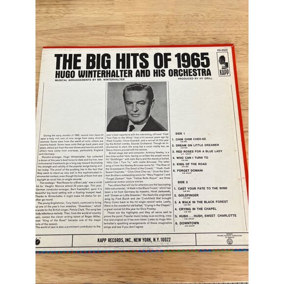 The Big Hits Of 1965 Vinyl Record Hugo Winterhalter & His Orchestra KS 3429 Albu - Picture 4 of 4